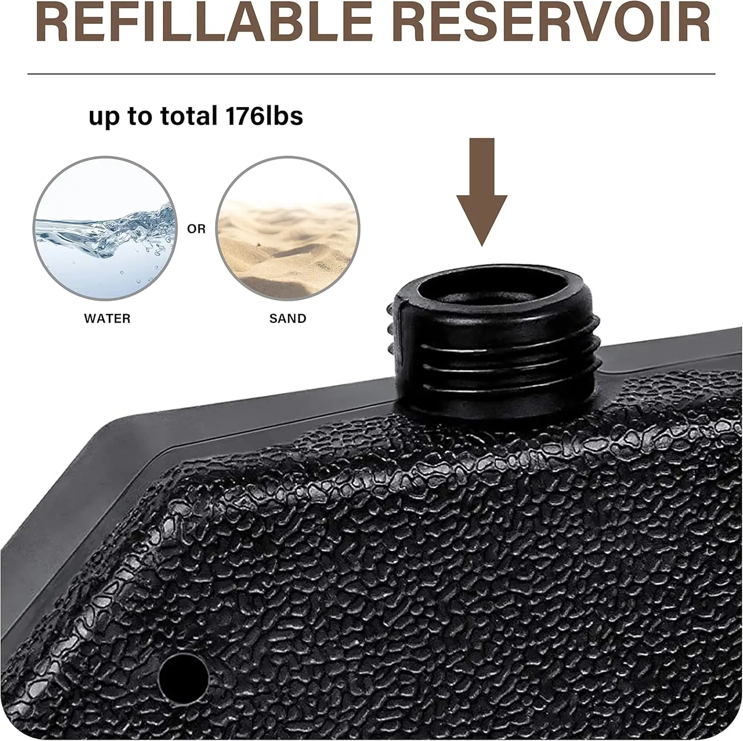 176lbs Capacity Heavy-Duty Cantilever Offset Patio Umbrella Base Stand Fillable with Water or Sand, 01-Black