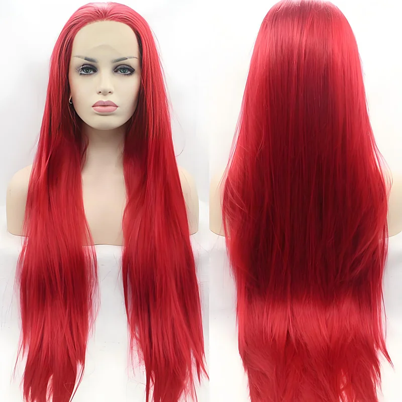 

250 Density Red Colored Bone Straight Wig 44 Inch Hot Red 13x6 HD Lace Front Wigs Burgundy Color Lace Front Human Hair Wig