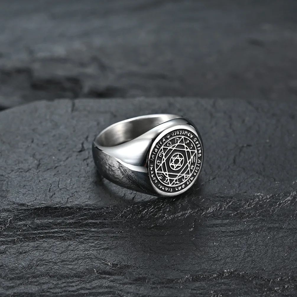 Vintage Six-pointed Star Stainless Steel Rings Gold Silver-color Solomon Seal Ring Finger Lucky Accessories Men\'s Jewelry Gift