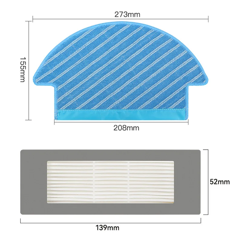 Filtro Hepa lavable para Ecovacs Deebot DN33 DN36 DN55 DN520, piezas de aspiradora, rodillo/cepillo lateral, accesorios