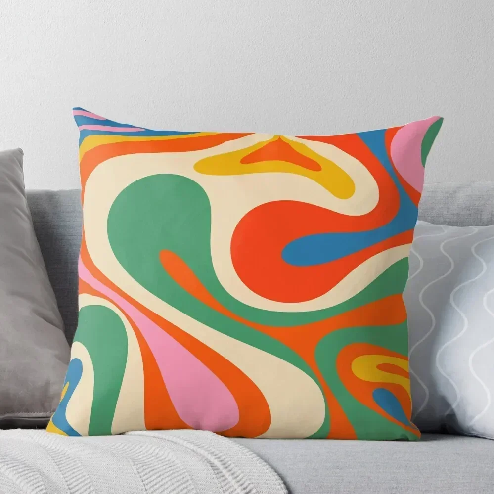 

Mod Swirl Colourful Retro Abstract Pattern in Rainbow Pop Colours Throw Pillow Sofa Cushion Cover ornamental pillows pillow