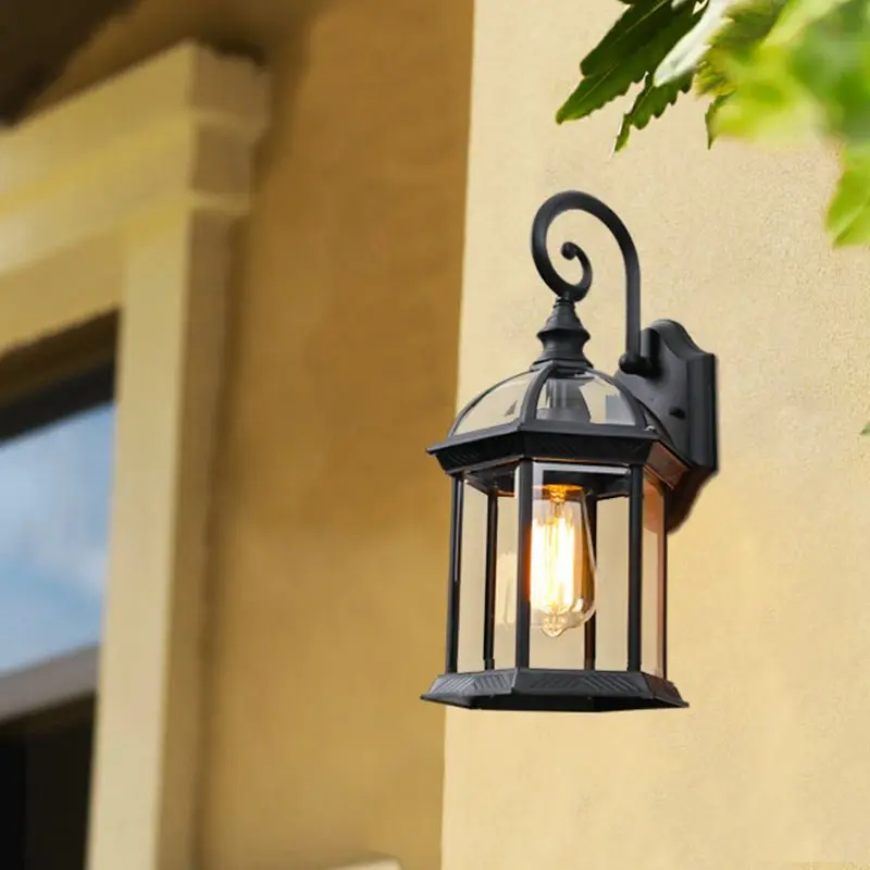 Aluminum Black Retro European American LED Wall Lamp Waterproof Outdoor Villa Garden Corridor Balcony Aisle