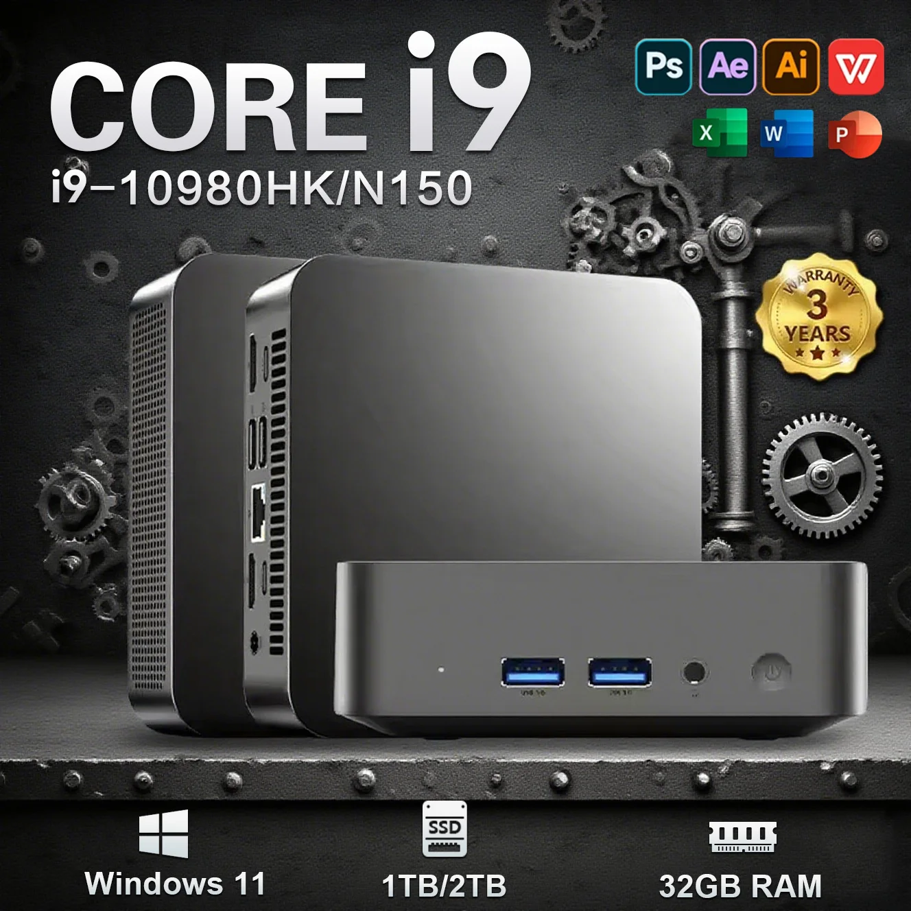 2026 미니 PC 인텔 코어 i9 10980HK/N150 윈도우 11 32GB 램 1TB/2TB SSD 포켓 컴퓨터 WiFi 6 4K HD 데스크탑 PC 게이밍 컴퓨터