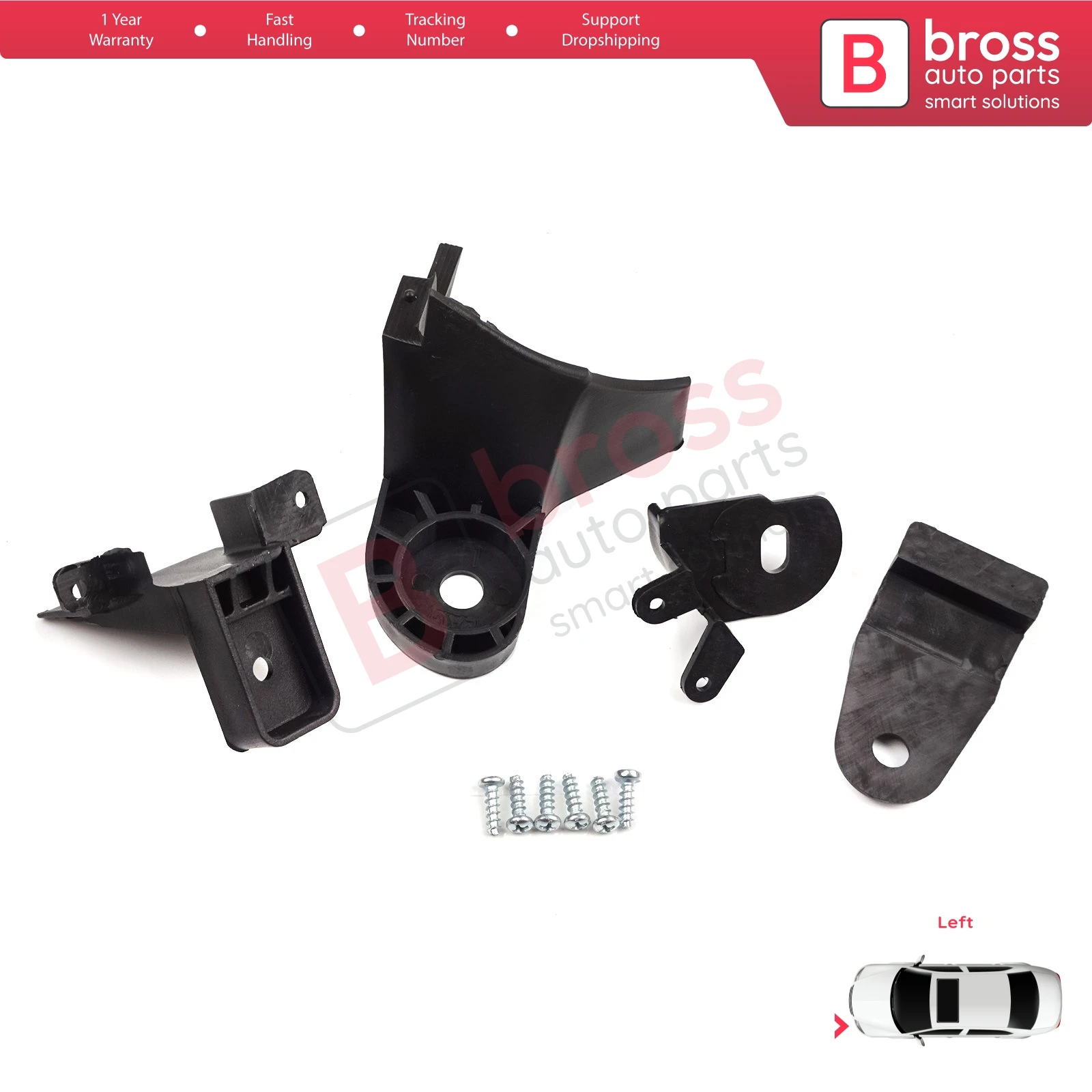 BHL554 Car Headlight Housing Repair Mount Holder Bracket Tab Clips Left Side for Renault Symbol MK3 Facelift 2017-On 260609154R