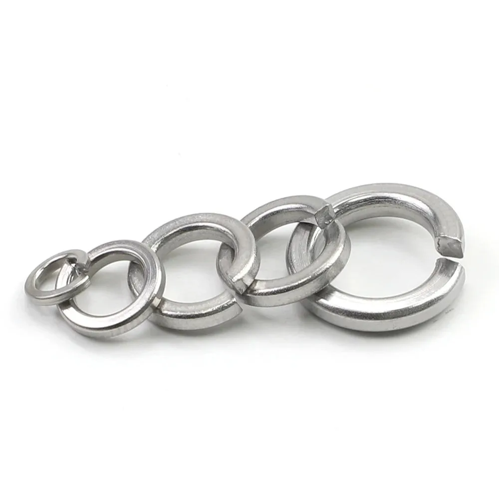JUIDINTO 2-100pcs Spring Lock Washer 201/304/316 Stainless Steel White Zinc Plated Elastic Gasket M1.6 M2 M3 M4 M5 M6 M8 M10-M30