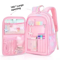 Puerta de refrigerador, mochila escolar de princesa rosa para estudiantes, mujer, súper ligera, gran capacidad, antisalpicaduras de agua, gran capacidad