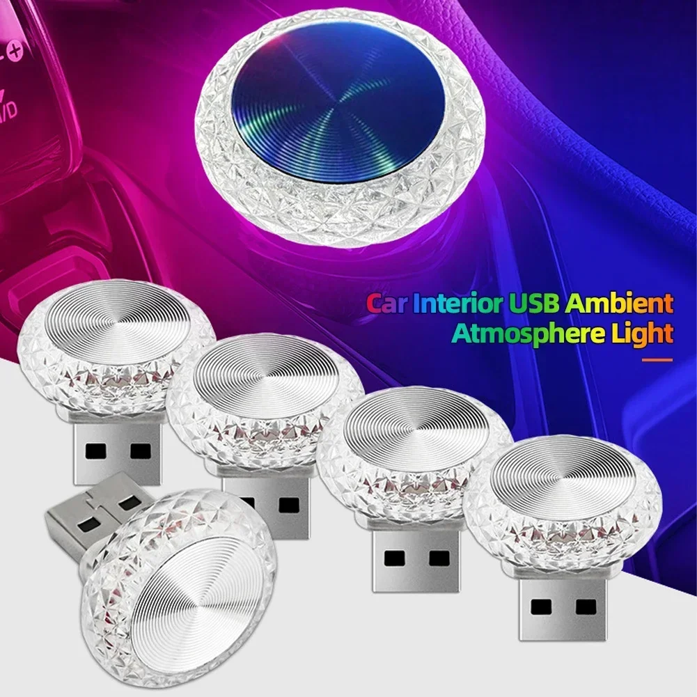 Colorful USB Ambient Light LED Decorative Car Atmosphere Lamps Portable Plug Play Ambiance Lamp Universal Auto Interior Light