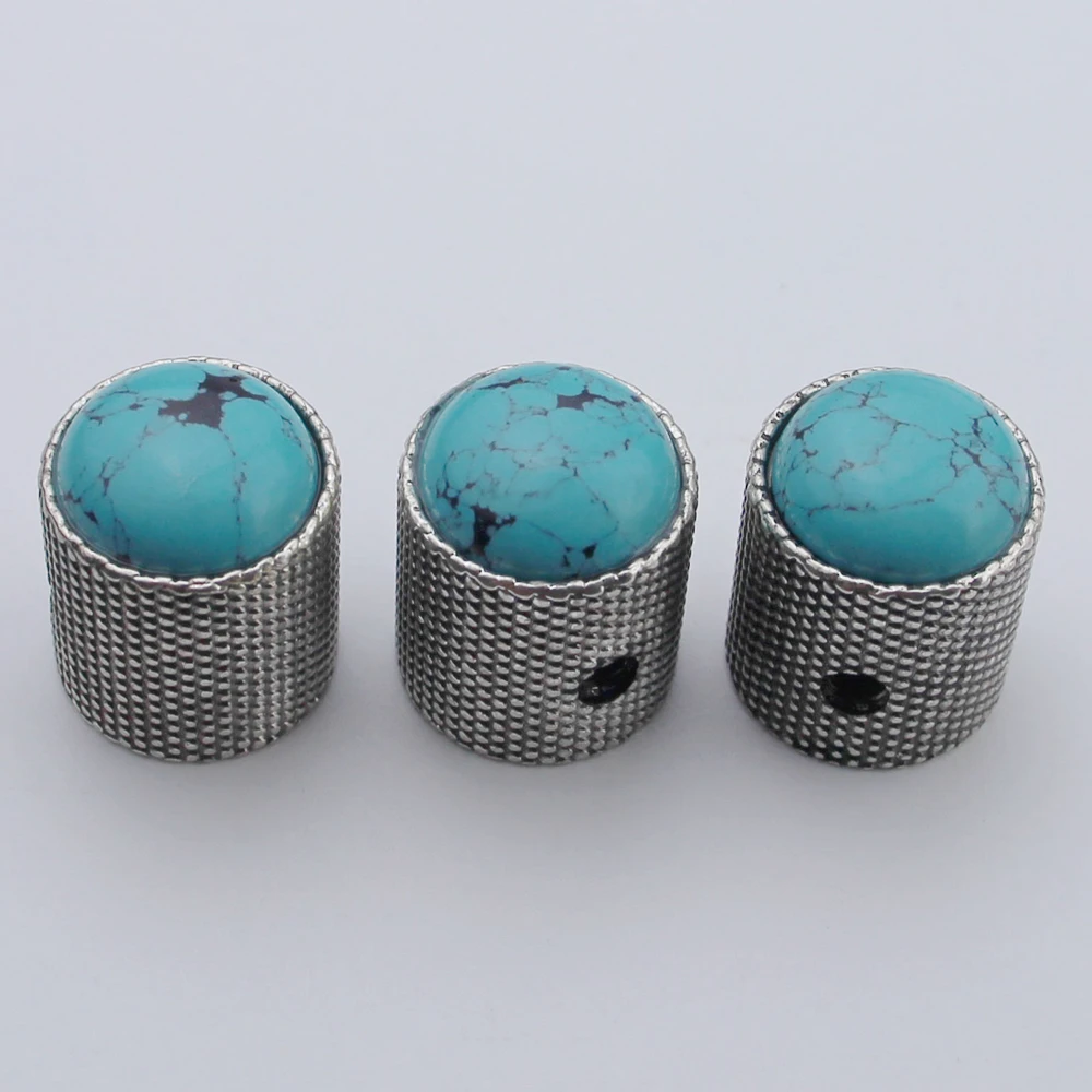 Guyker Potentiometer Knob Electric Guitar Bass Metal Control Volume Knob Blue Turquoise Surface