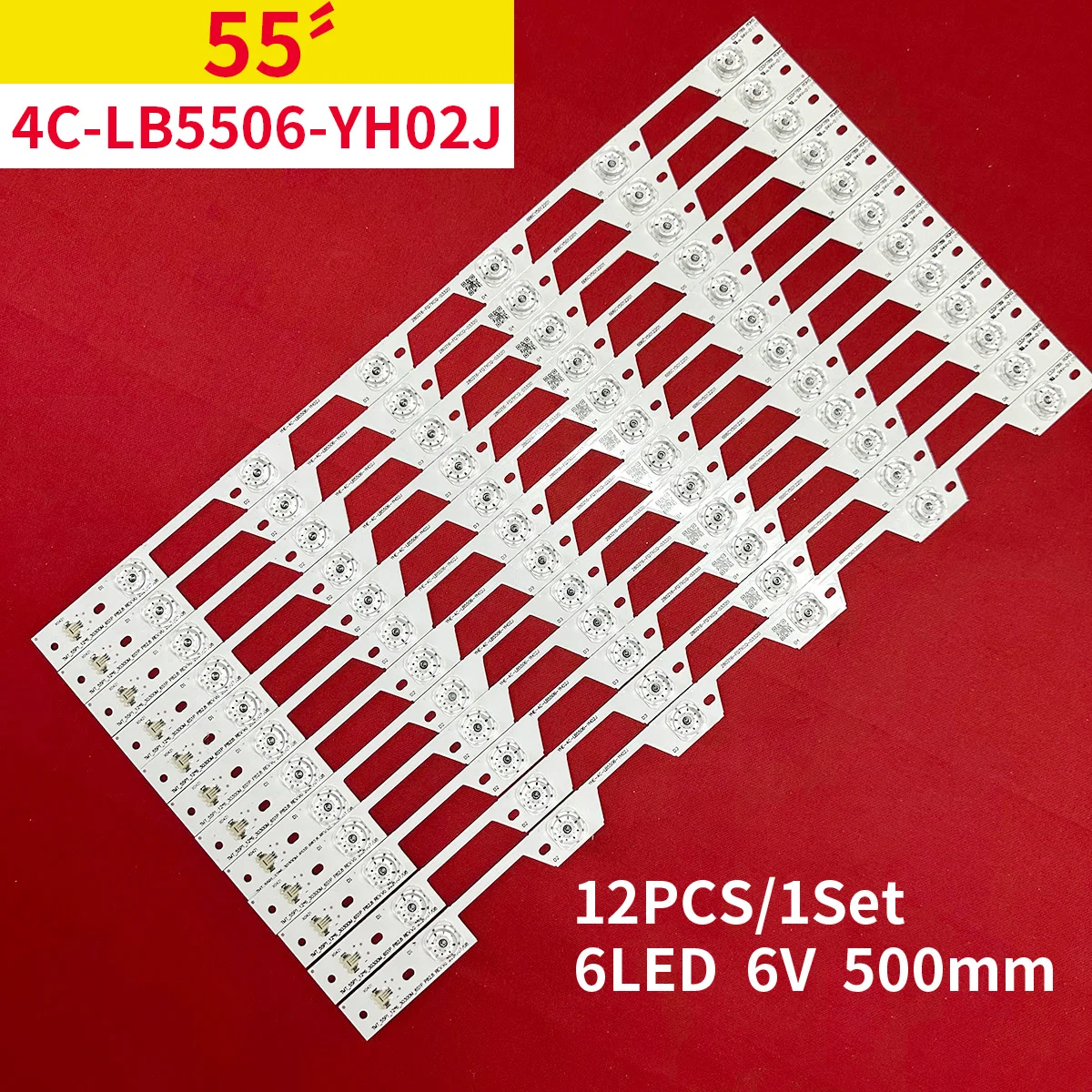 12pcs LED Backlight Strip for 55”TV L55P1-UD B55A81S-UD 4C-LB5506-YH02J TMT-55P1-12X6-3030