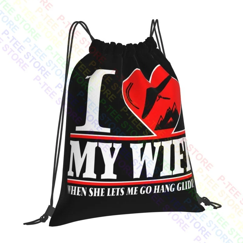 Hang Gliding Love Glider Paraglider I Heart My Wife Drawstring Bags Gym Bag Print School Sport Bag