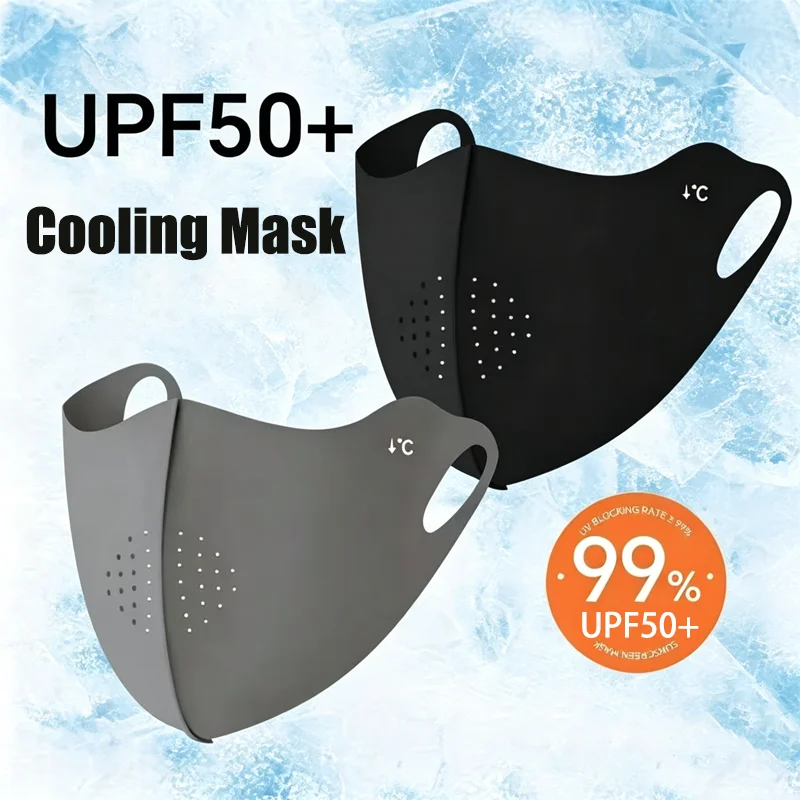 Cooling Mask for Women Men Ice Silk Driving Summer Face Cover Lightweight Washable Breathable Cycling Sun Mask UV Protection