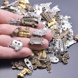 10/20/30Pcs Retro Taxi Car School Bus Train Charms Breloque For Jewelry Making Diy Pendant Bracelet Accessories Wholesale Bulk