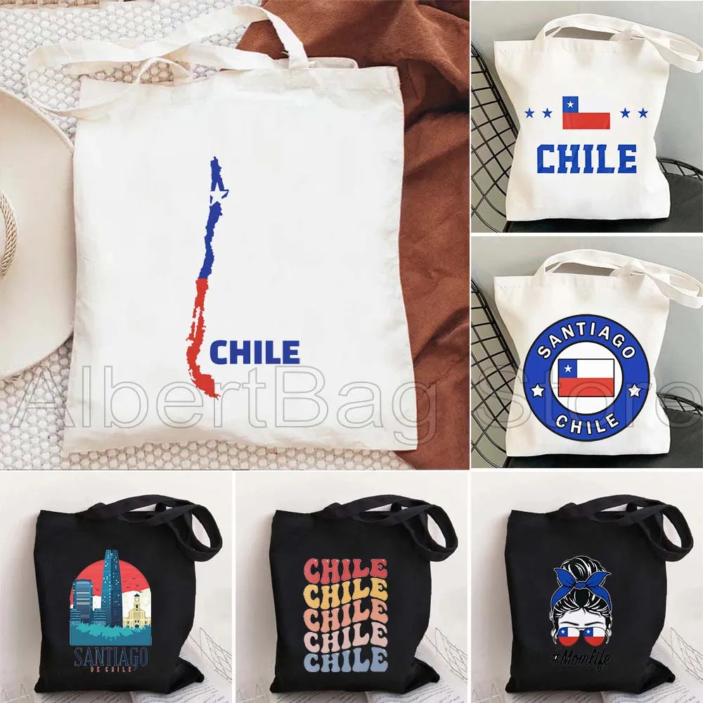 

Chile Flag Map Chilene Patriotic Cute Gifts Santiago Chili Chilean Art Durable Shoulder Canvas Tote Bag Shopping Shopper Handbag