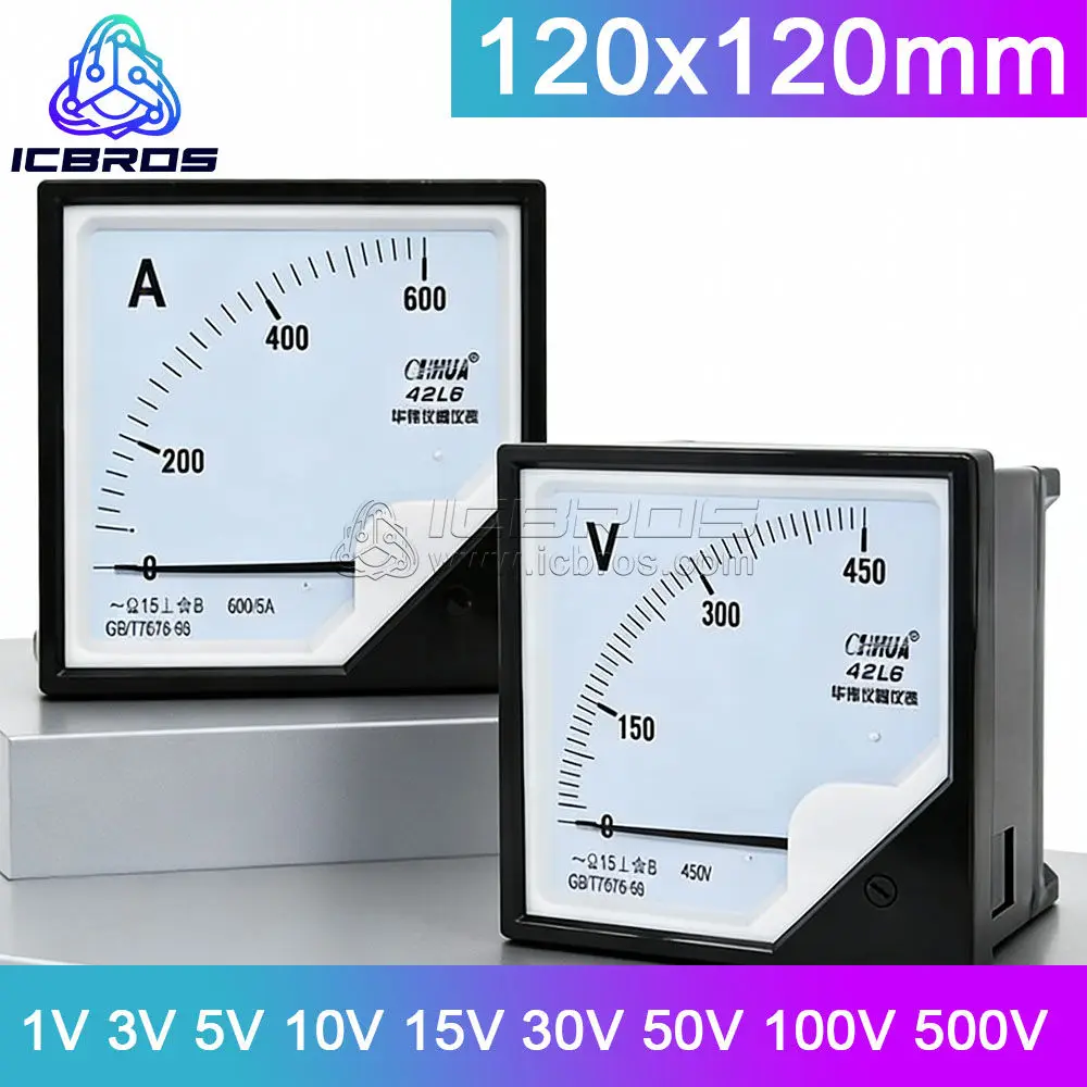42L6 Pointer Type AC Voltmeter 10KV/100V 1KV 35KV 6KV 120mm 120*120MM 1000V 6000V
