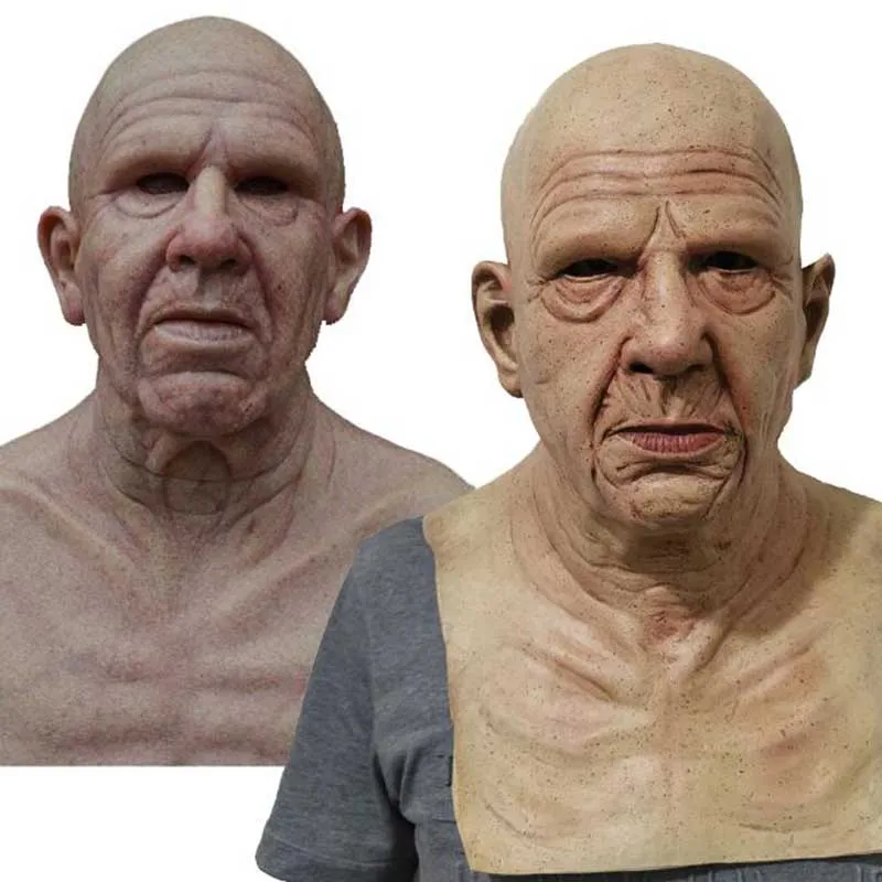 

Halloween Party Wrinkle Full for Head Mask Elderly Woman Man Mask Grandpa/Grandma Face Mask Party Supplies Accs Cosplay Props