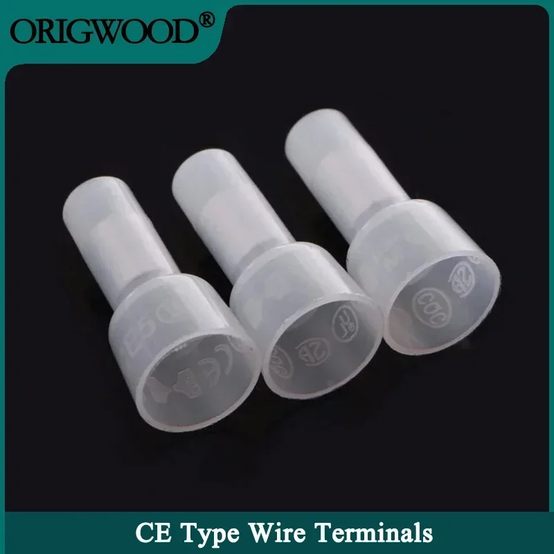 10~1000pcs CE Type Wire Terminal CE-1 CE-2 CE-5 CE-8 Pressure Line Nylon66 Closed End Cap Connector Car Audio Cable Crimp Splice