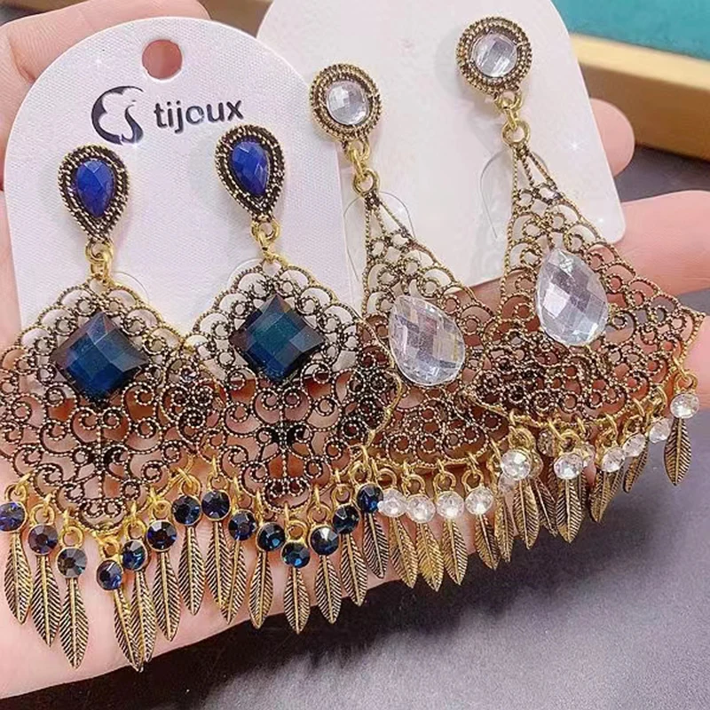 10/20Pairs/Lot Vintage Ethnic Style 925 Silver Needle Women\'s Earrings Europe And America Exaggerate Mixed Drop Earrings Jewelry