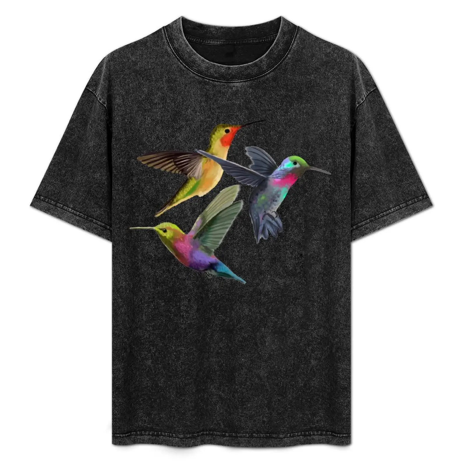 

Colorful Cute Humming Birds T-Shirt t shirts for man graphic vintage cotton tshirt 100% T-Shirt