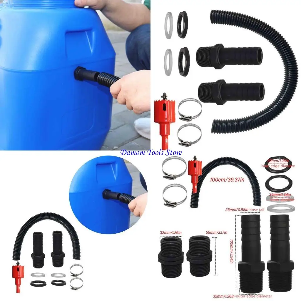 

57be Многоцелевые дождевые стволы набор с набором соединений в шлангах 100 см для хранения резервуаров