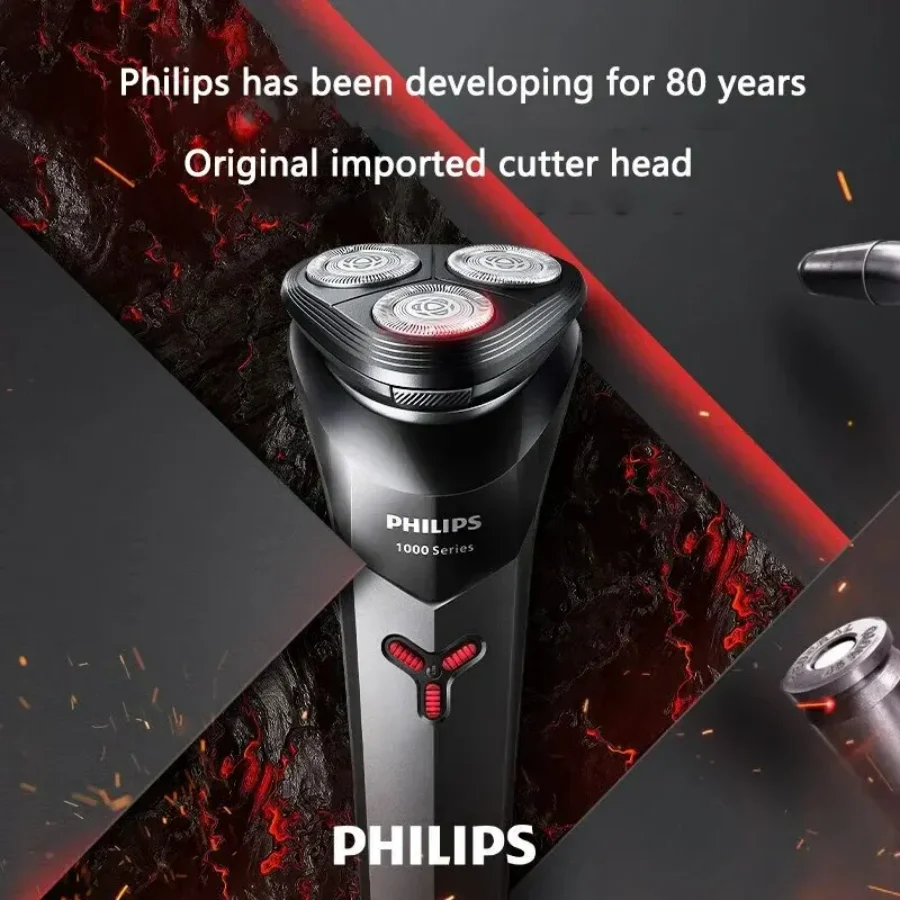 PHILIPS Serie 1000 Rasoio Elettrico A Secco Bagnato Rasatura Tripla Lama Testa Galleggiante Barba Trimmer Rasoio da Uomo Rasoio Elettrico Macchina