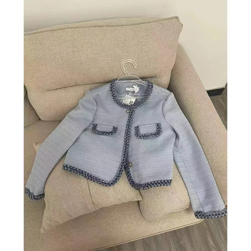 

Женский элегантный однобортный Кардиган, синее пальто в стиле пэчворк, элегантный винтажный Романтический кардиган в стиле пэчворк для осени и зимы