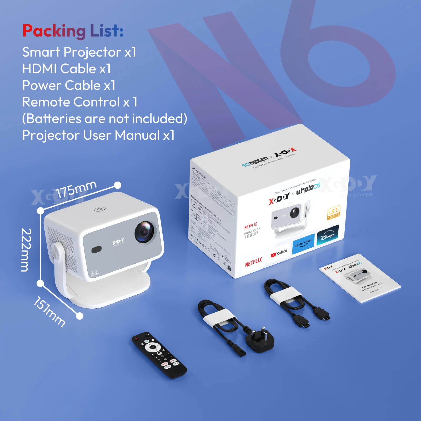 جهاز عرض 5G 4K 1080P 650ANSI Android 13 Netflix معتمد UHD 360Projector مع التركيز التلقائي Keystone HDMI Wifi BT5.2 محمول خارجي 2025