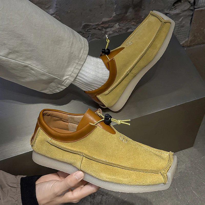 Men Thick Soled Square Toe Loafers Men One Piece Lightweight Comfortable Fashionable Casual Shoes Travel Shoes Sizes 38 - 46
