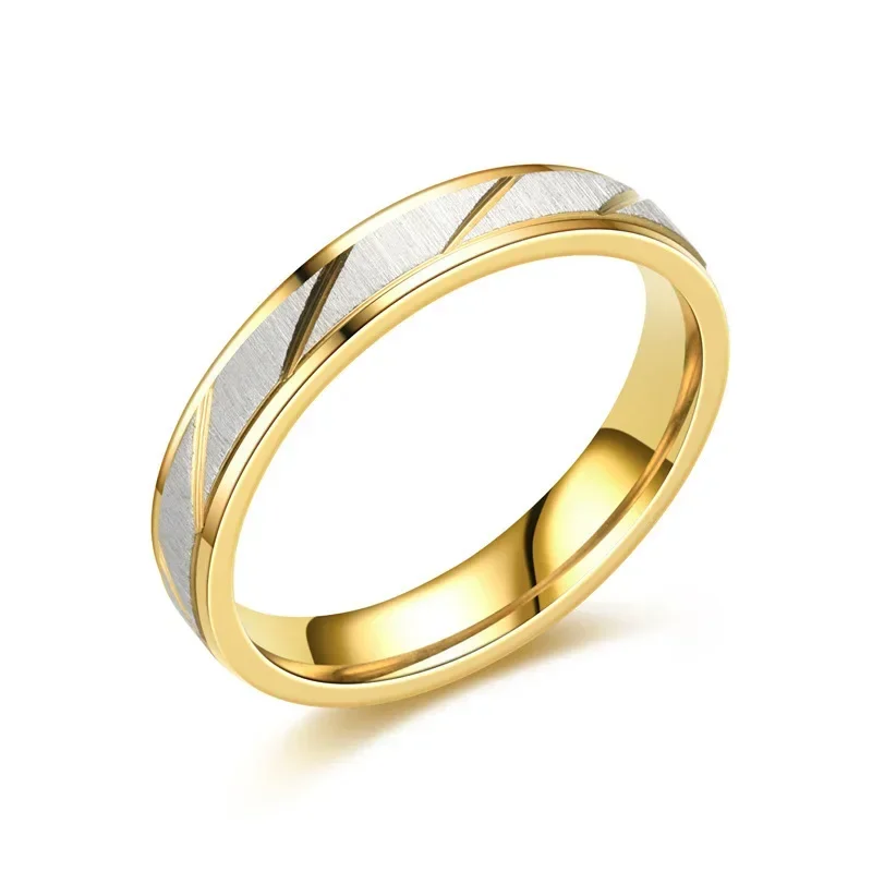 Edelstahl Gold Farbe Wellenmuster Paar Ring Titan Stahl Hochzeit Verlobungsring Versprechen Ring Schmuck Geschenk