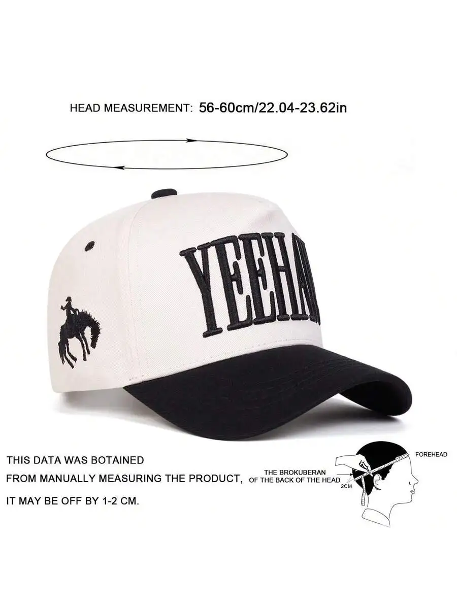

White Black Trucker Hat With Embroidered Letter And Horse Design Casual Baseball Cap For Adults