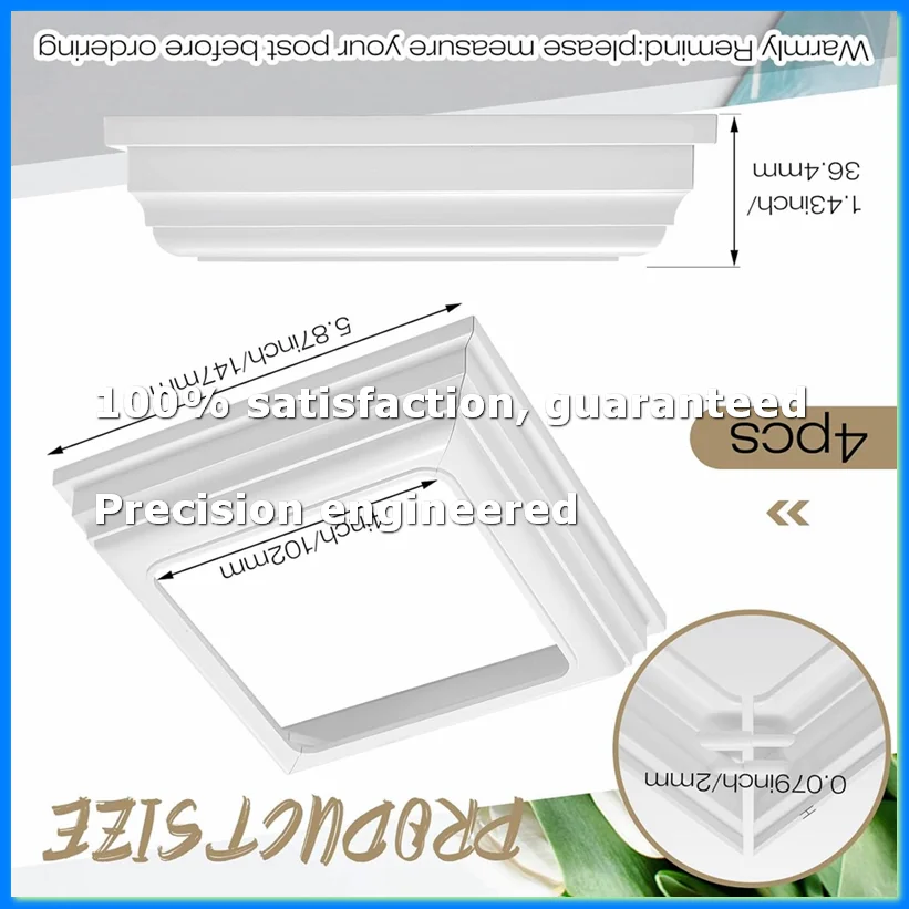 4x4Inch Vinyl Post Skirt-White Post Base Cover Trim for Wood and Vinyl Posts,Deck and Porch Column,Stair Rails-Set of 4-A73M