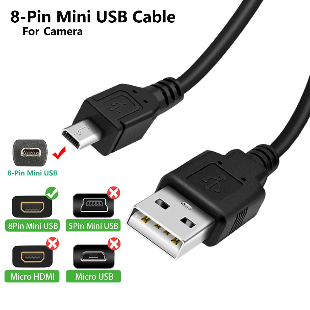 【Fast Delivery】1.5M USB to 8 Pin Mini USB Camera Data Cable Charger Connector for SONY Nikon Camera