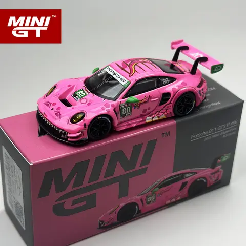 MINIGT 1:64 Porsche 911 GT3 R #80 AO Racing 2023 IMSA VIRginia Roxy Rosa legeringsbil Modell 872 6 best sales rosa Porsche-leksak - №2