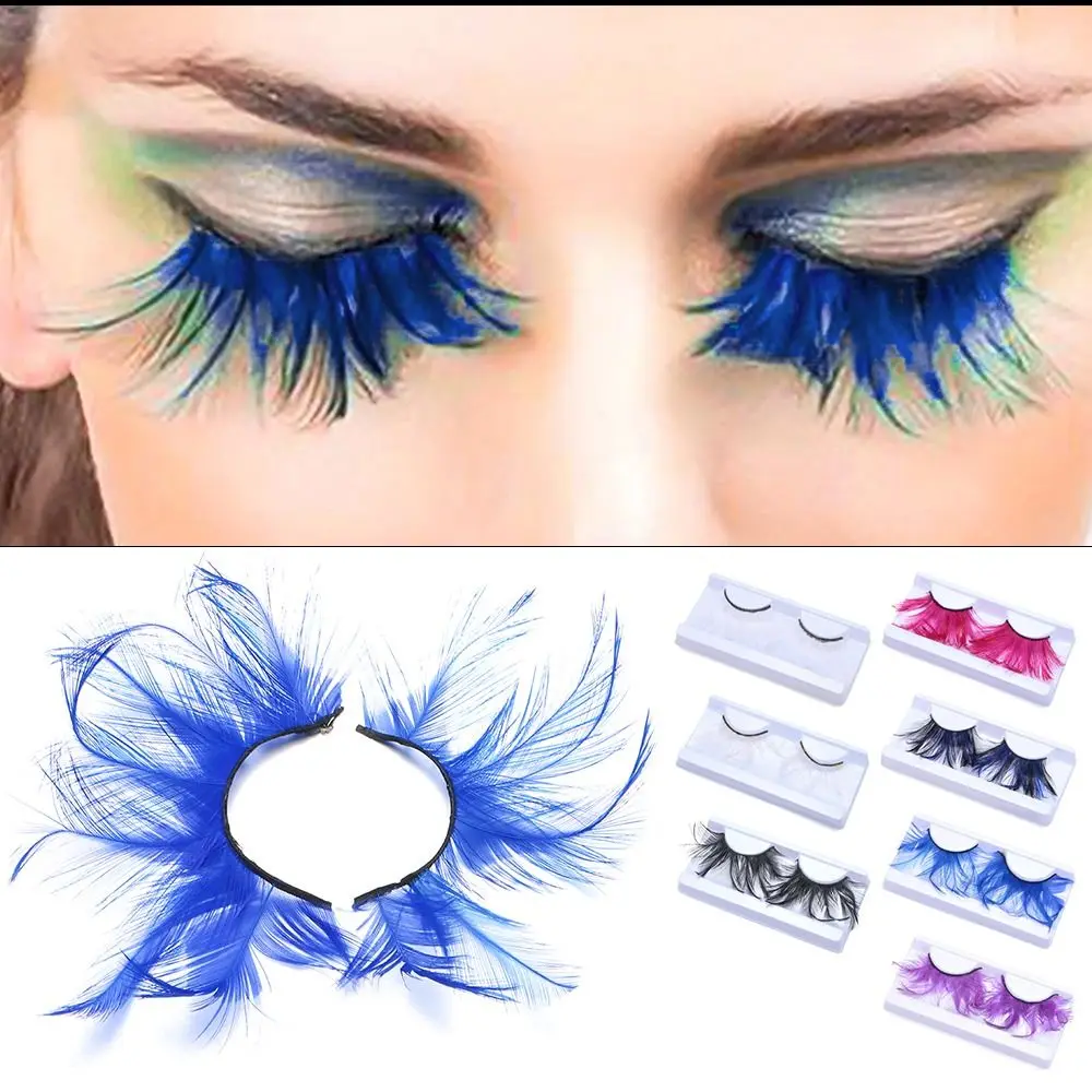 Halloween Costume Eyelash Extension Feather Eyelashes Feather False Lashes Green Extra Long Masquerade