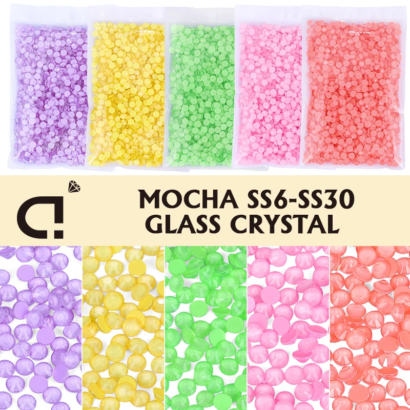 DUCrystal SS6-SS30 Macha Glass Non Hot fix Glass Crystal Glitter Flatback Rhinestone For Nail&Face make up Accessories