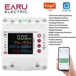 2P 100A Tuya Wifi Smart Bi-Directional Volmeter Ammeter kWh Energy Meter Leakage Protection Timer Switch Relay Power Monitor