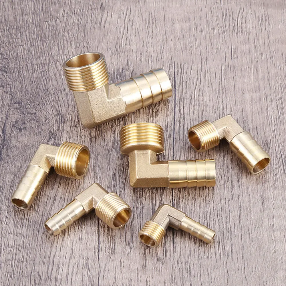 1/8" 1/4" 3/8" 1/2" 1" BSPP Male X 6-25mm Hose Barb Tail Elbow Brass Fuel Fitting Connector Adapter Water Gas Oil