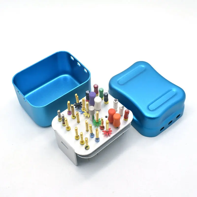 F062 Dental Disinfection Metal Box 30 Points Endo Files Holder  Autoclave Sterilizer Case Burs For Oral Care Tools Random Color