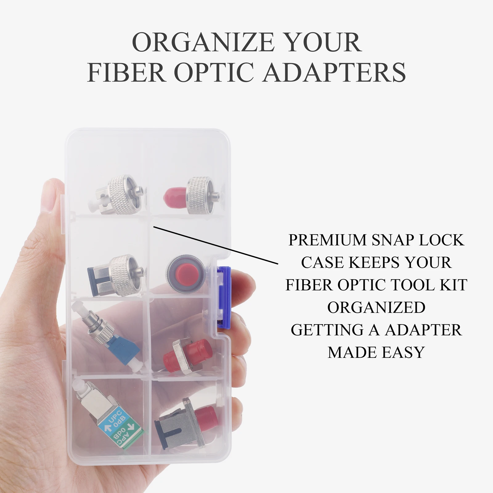 8PCS Fiber Optic Adapter Kit, OTDR Adapter SC FC ST LC Connector for OTDR Testing