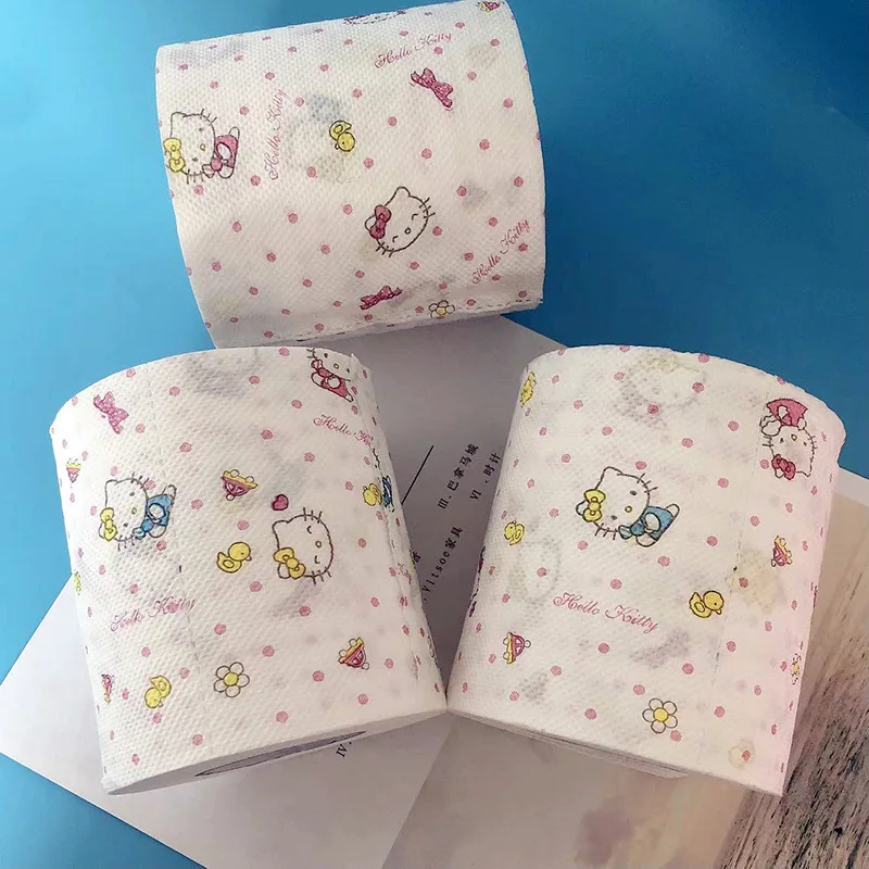 Kawaii Sanrio Roll Paper Mymelody Kuromi Kitten Cute Anime Student Printing Toilet Paper Household Roll Toilet Paper Creativity