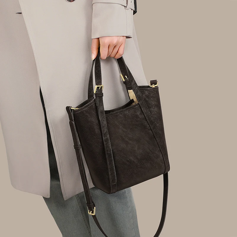 

Women Fashion Camel Genuine Leather Bags Trendy Lady Practical Adjustable Strap Crossbody Bags Female Concise Versatile Handbag