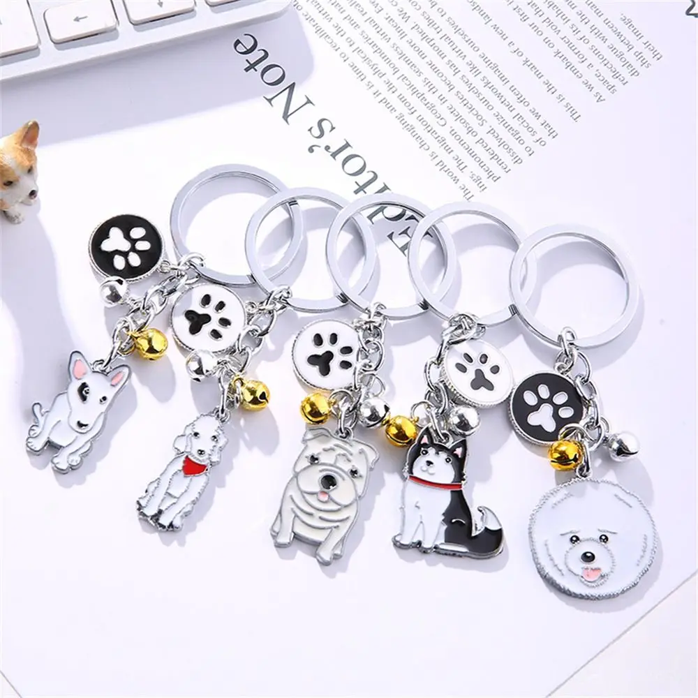 1 PCS Cute Pet Keychain Creative Enamel Teddy Dog Hanging Pendant Creative Lovely Golden Retriever Keyring