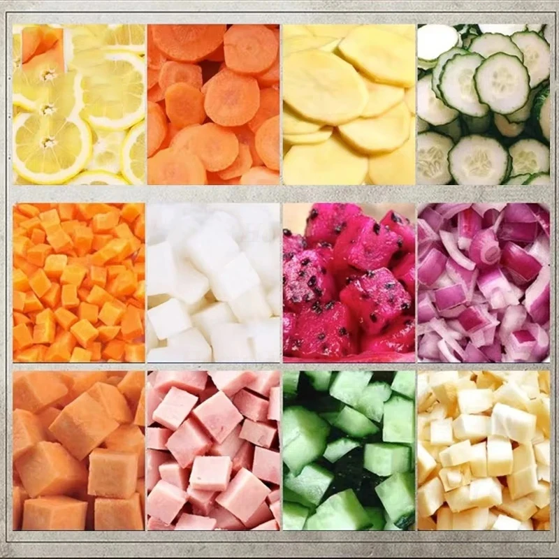 Commercial Electric Vegetable Cube Cutting Machine Fruit Slicer Cutting Strip Dice Potato Carrot Food Processor with 5 Blades