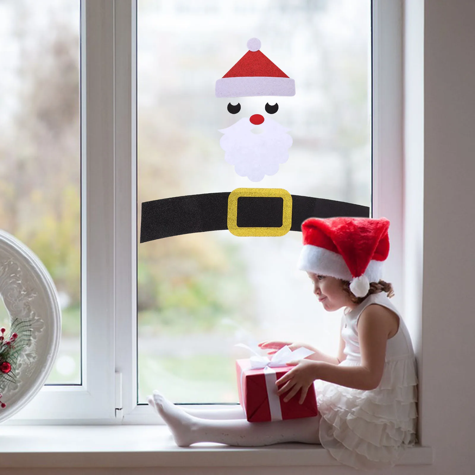 

1 Set Christmas Themed Wall Stickers Funny Cartoon Design Diy Door Window Decorations Xmas Party Stickers For Home Festival
