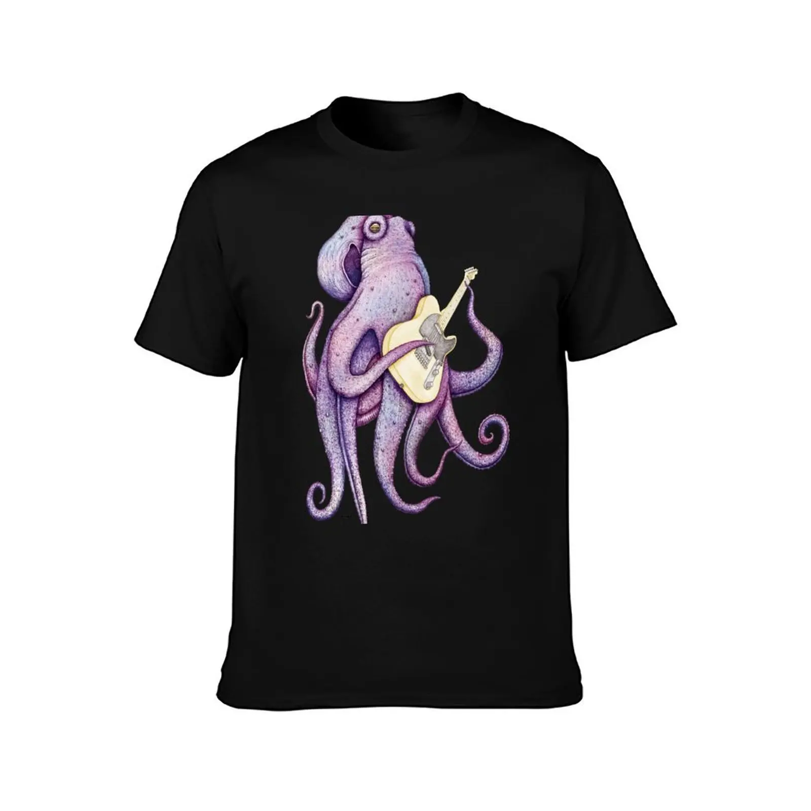 POLAH - the axe wielding Octopus (on black) T-Shirt luxury t-shirt sweat hippie clothes heavyweight t shirts for men