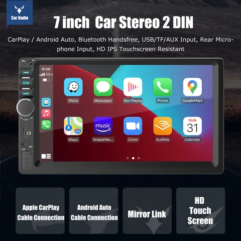 ESSGOO 7 Inch Carplay/Android Auto Double 2 DIN Car Stereo Stereo Head Unit Radio AUX FM USB Multimedia MP5 Player 8 best sales carplay double din - №3
