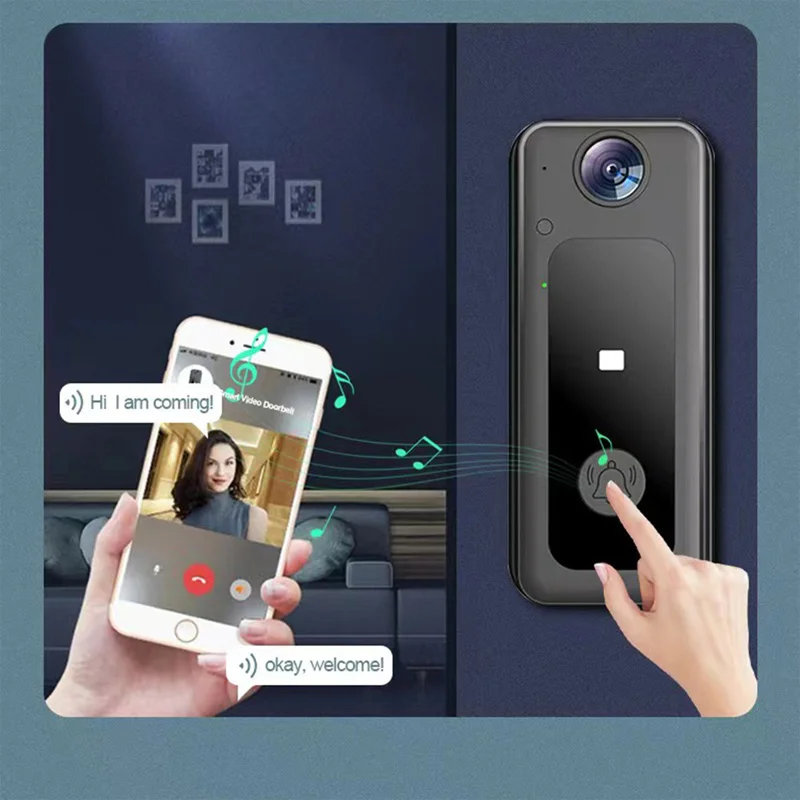 Sonnette visuelle sans fil intelligente M3, appel vidéo à distance, vision nocturne infrarouge HD, commutation intelligente, économie d'énergie, longue endurance