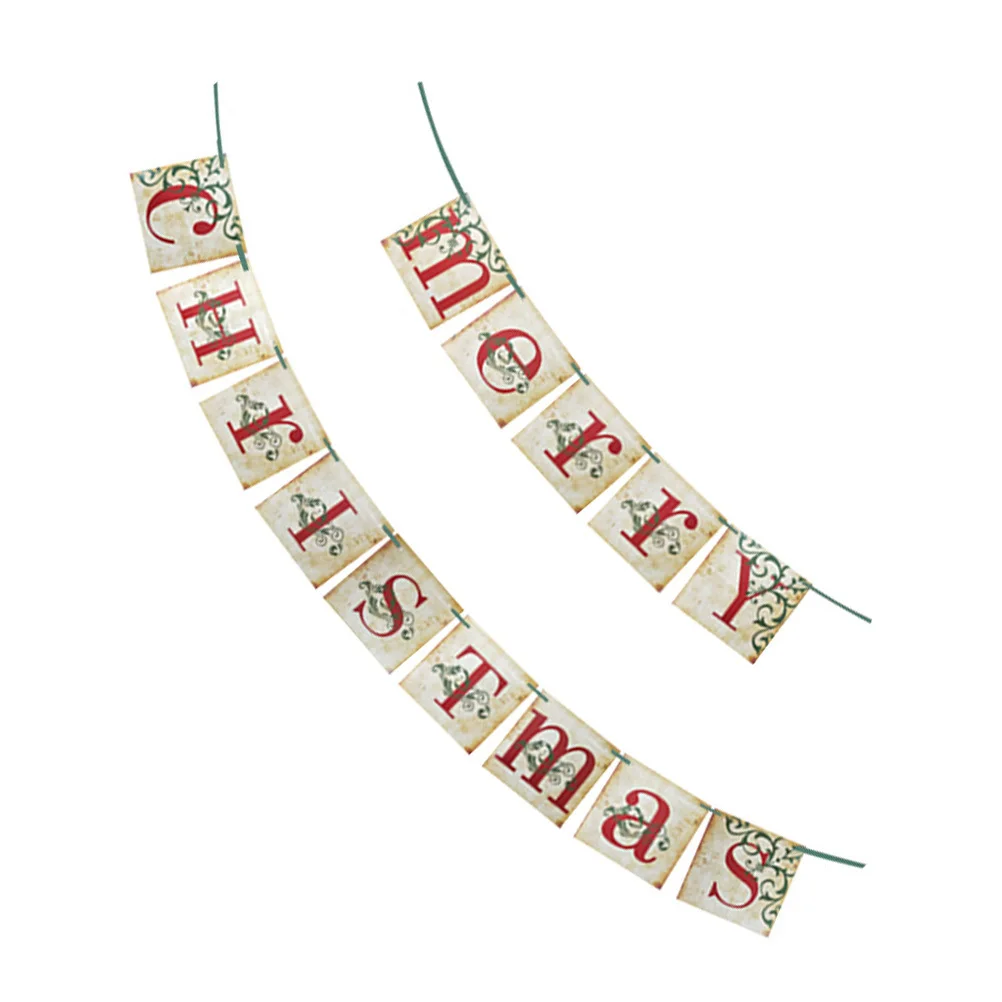 

1Set Holiday Christmas Banner Bunting Party Decoration for Home Bar Hotel Fireplace Kitchen Front Door Stairs Decorative Bunting