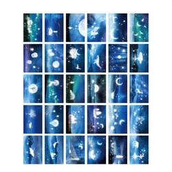 30Pcs Creative Noctilucous Postcards Set Wandering Planet Theme Greeting Card Gift Card Wish Postcard For Wall stickers Decor