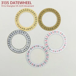 Super Mod 3135 Datewheel Parts Fit to Shanghai Series VR-3135 Mechanical Movement Gold/White Black-Red Text Disc Wheel 3H