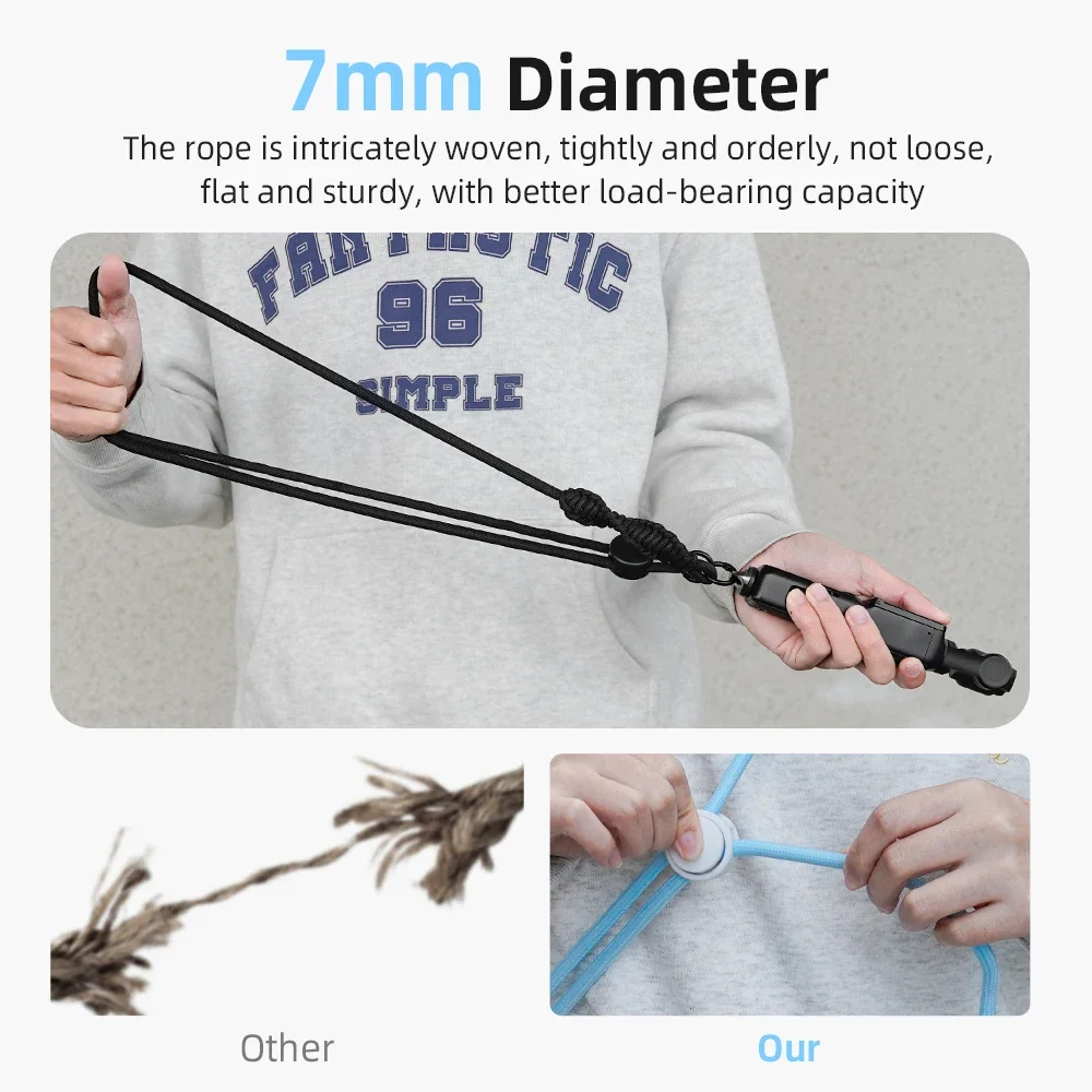 Camera Lanyard for DJI Pocket 3/Action 5 Pro/Insta360 X5 Camera With 1/4in Screw Neck Strap Adjustable Hanging Rope Acceeories